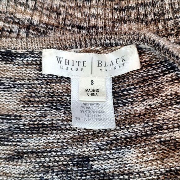 White House Black Market Beige Black Gray V Neck Sweater Small - Picture 4 of 4